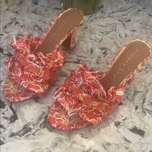 Copper Key Women's Floral Ruffle Mules - Red and Pink Brand-new Never Worn